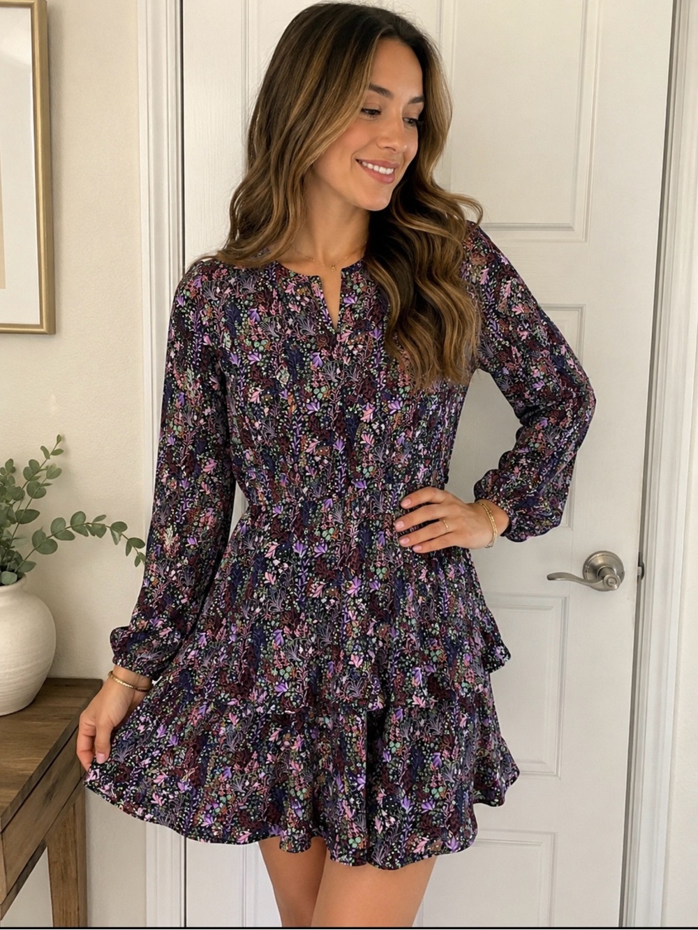 Philosophy Floral Print Long Sleeve Fit & Flare Dress Size Small Boho Chic